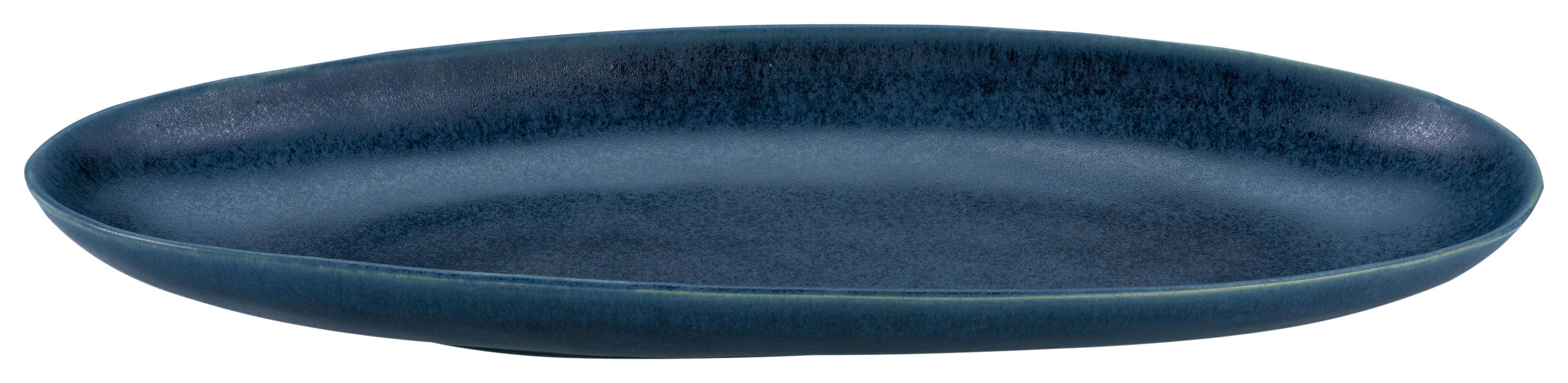 Servírovací Podnos Gourmet-M, Ø: 35cm - modrá, Moderní, keramika (35,5/15/3,5cm) - Premium Living