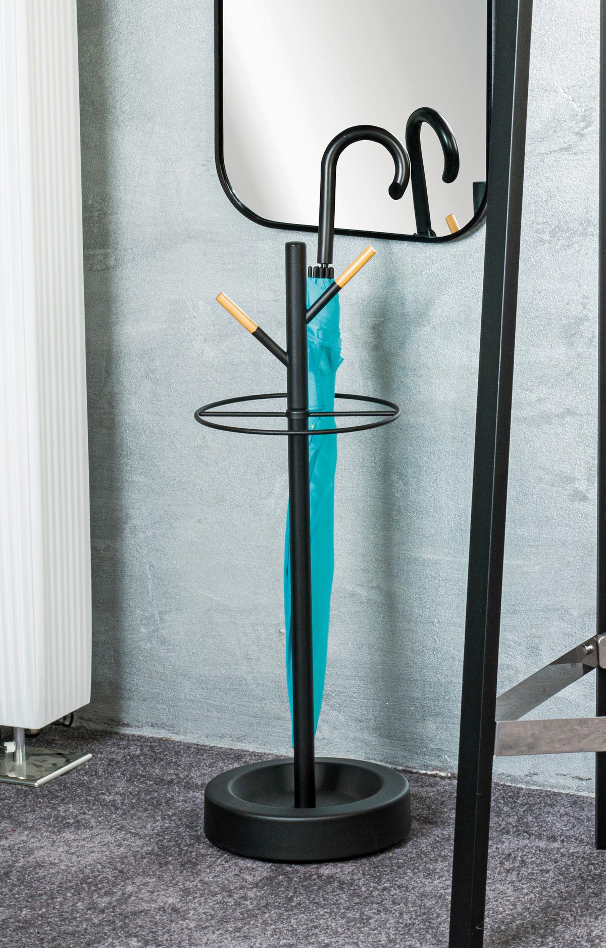 Schirmständer Pula Schwarz D: 26 Cm - Schwarz, Trend, Holz/Metall (26/73cm)