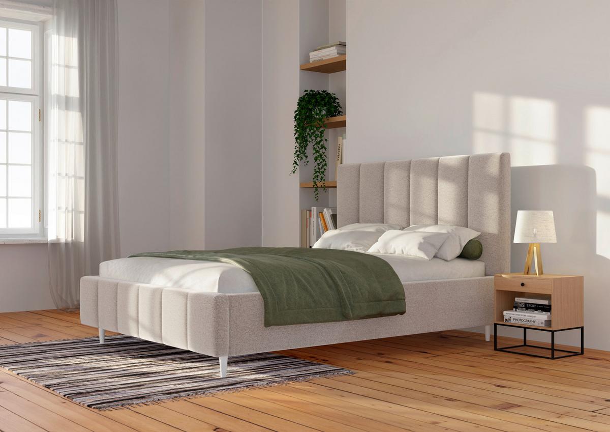 Polsterbett Talera Loft creme180x200cm - Creme/Schwarz, KONVENTIONELL, Holz/Textil (180/200cm)