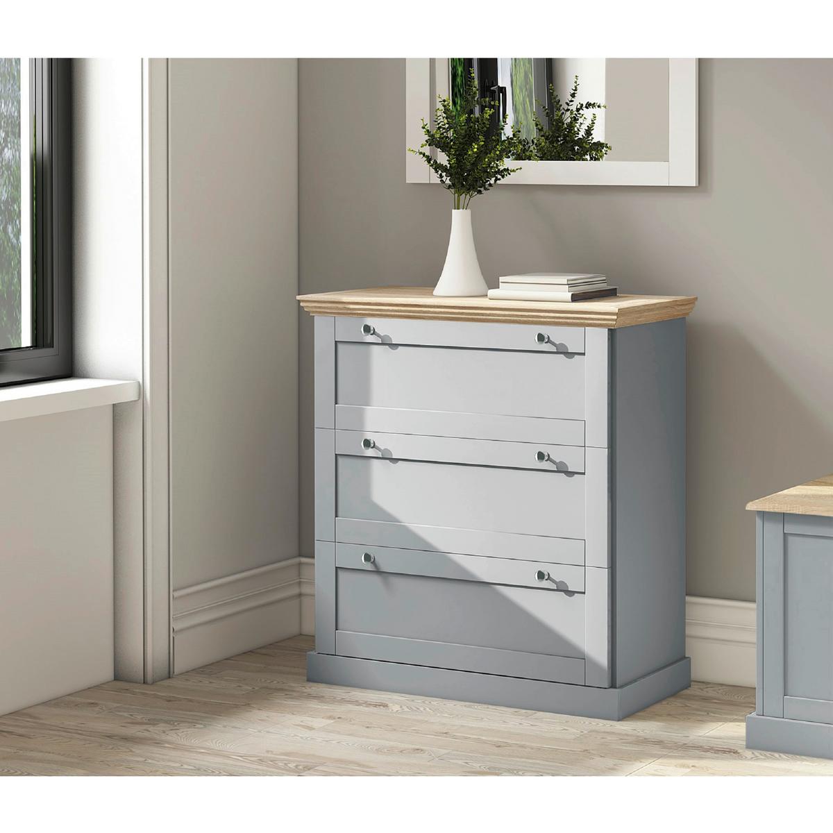 Kommode Binz Grau/Eichefarben 75 cm - Eichefarben/Grau, Design, Holzwerkstoff (75/80/35cm) - MID.YOU
