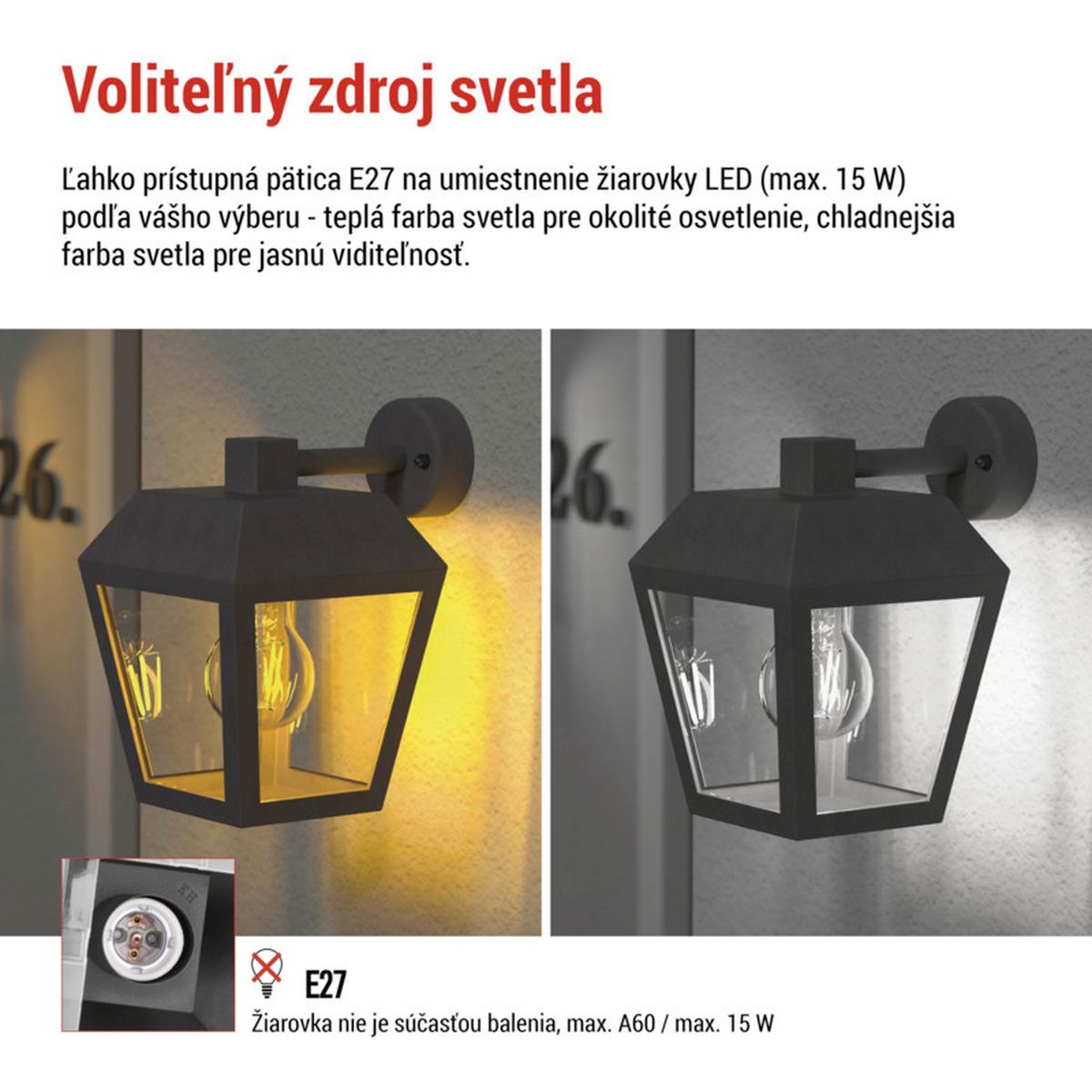 VONKAJŠIE LED SVIETIDLO ADENIA - čierna, Modern, kov/plast