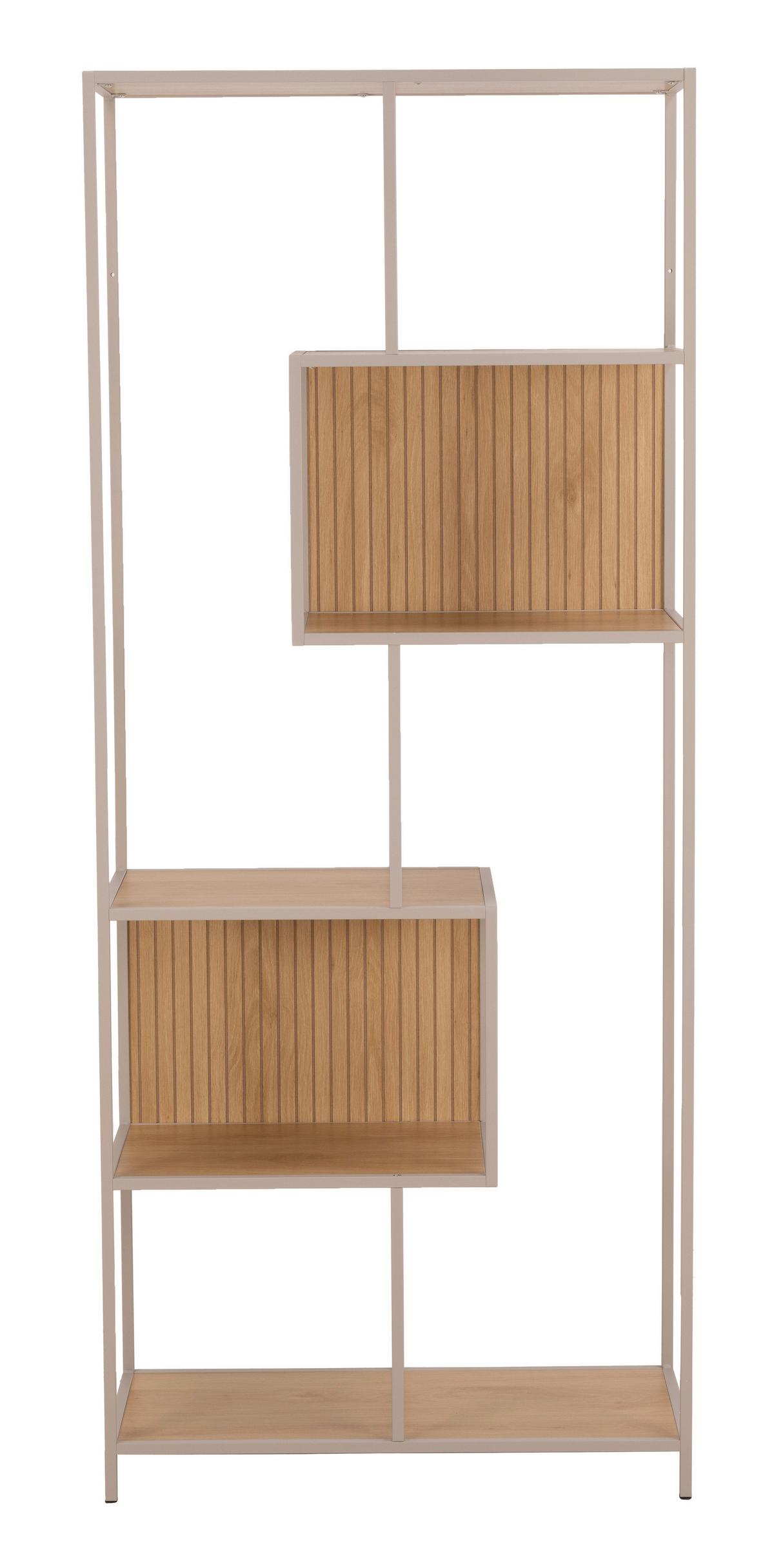 REGÁL SEAFORD - šedá/barvy dubu, Moderní, kov/kompozitní dřevo (77/185/35cm) - Xora