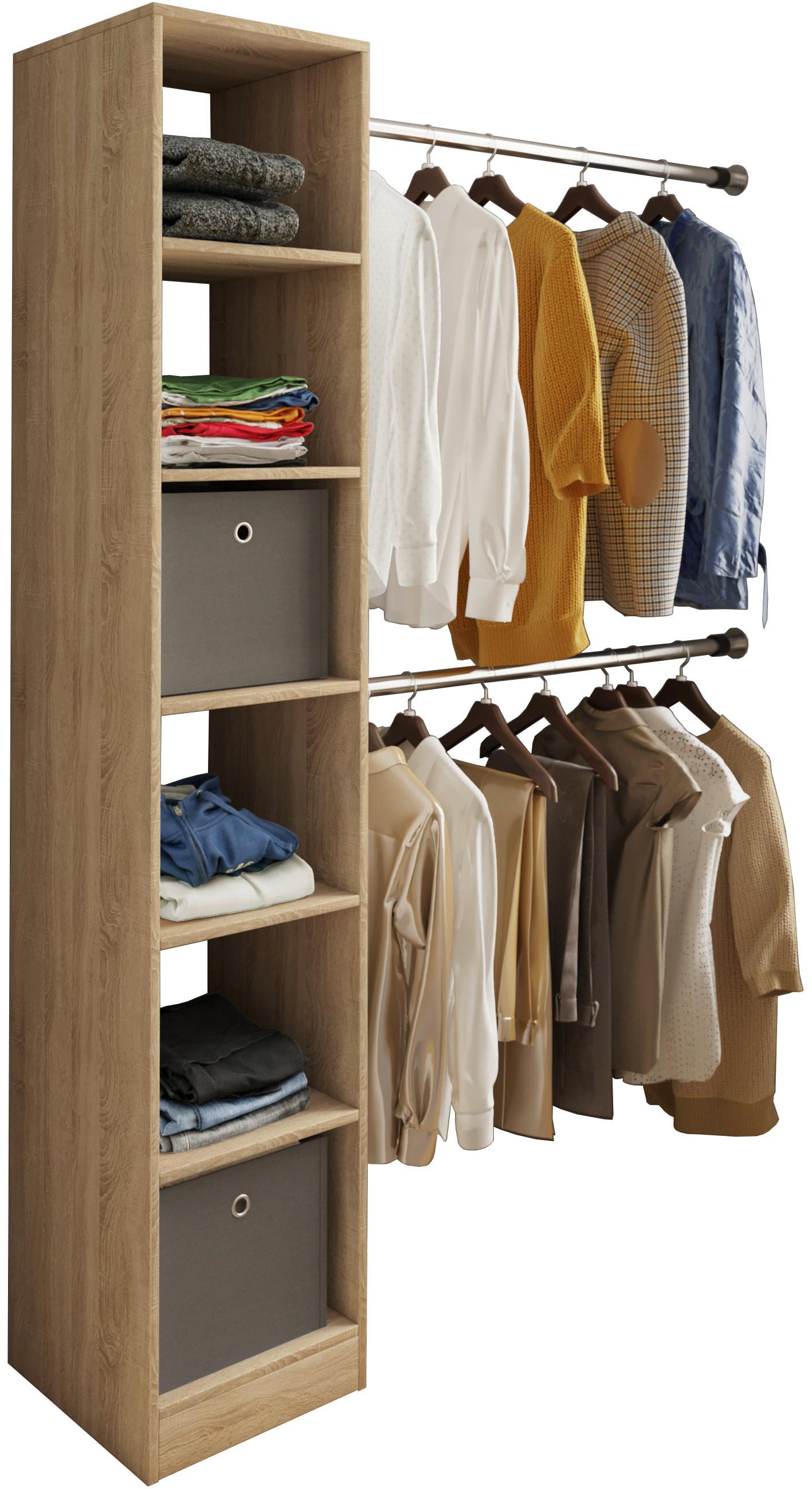 Dachschrägenregal Mit Kleiderstange Dacho 38 Cm Eiche Dekor