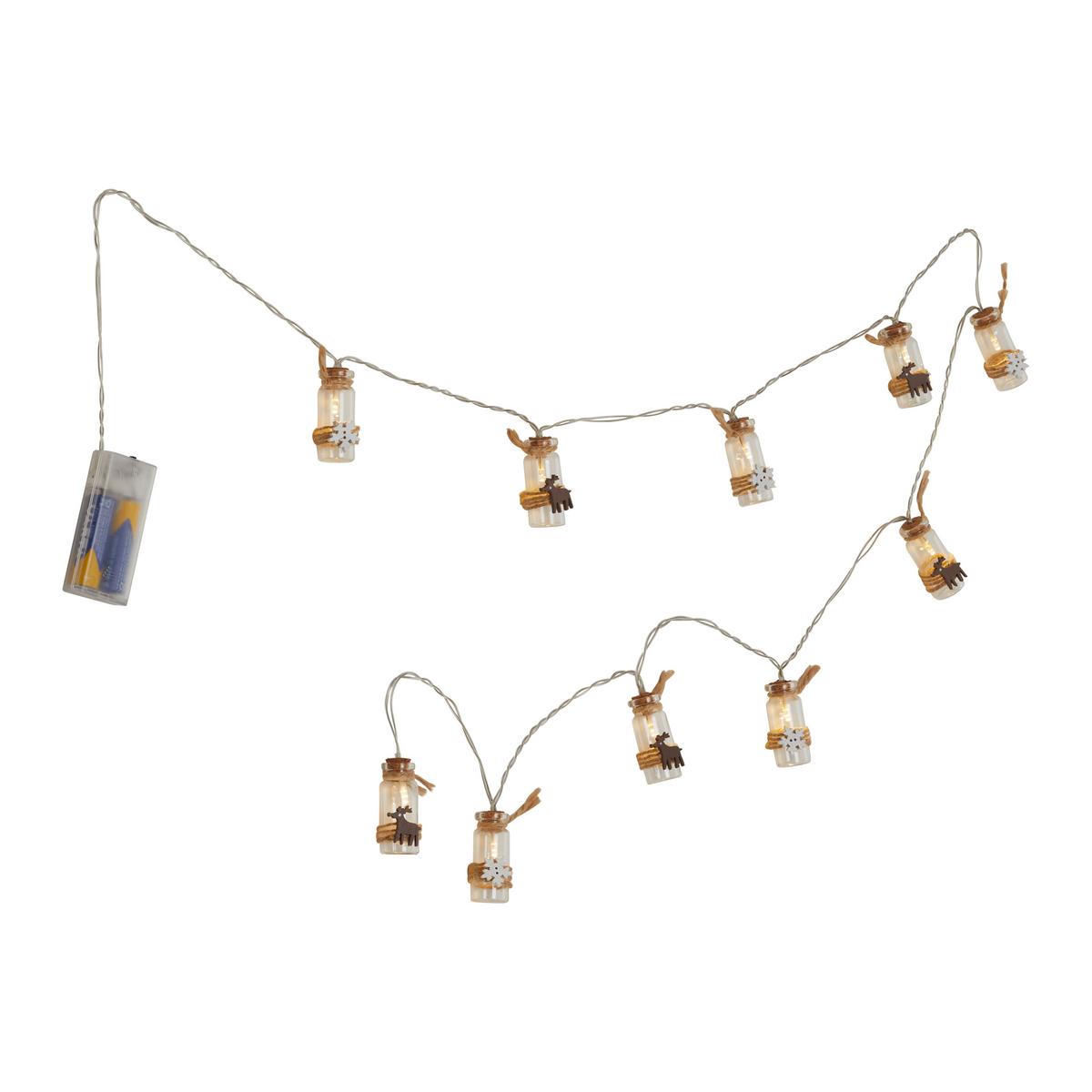 Svetelný řetěz Clement, 150cm - bílá/hnědá, Konvenční, dřevo/textil (150cm) - Modern Living