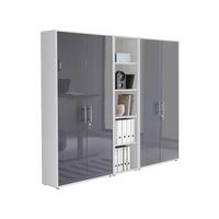 Office Edition B: 212,9 Cm Weiß/anthrazit - Anthrazit Hochglanz/Weiß, MODERN, Holzwerkstoff (212,9/185,6/33cm) - MID.YOU