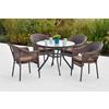 Gartentischgruppe Ravenna 5-Tlg. Aus Kunststoffgeflecht - Dunkelbraun/Graphitfarben, KONVENTIONELL, Glas/Kunststoff - Gardenson