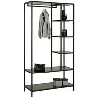 Regál Stilos, černý - černá, Design, kov/kompozitní dřevo (100/190/44cm) - Mömax