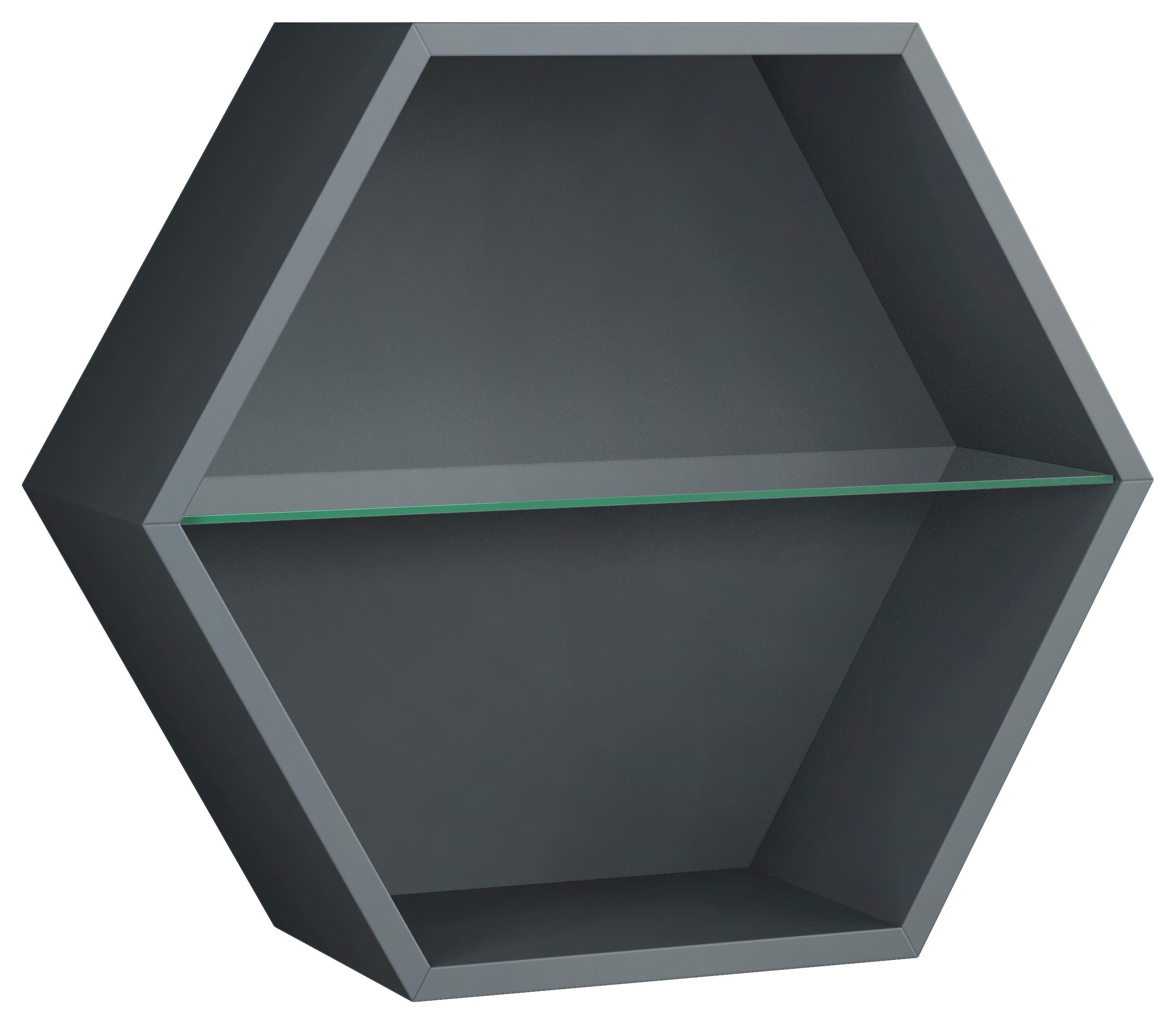 NÁSTĚNNÝ REGÁL EDGE -EXKLUSIV- - antracitová, Moderní, kompozitní dřevo (51/44/19cm) - Mömax