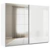 Schwebetürenschrank Feldkirch 271 Normalhöhe - Weiß Hochglanz/Silberfarben, MODERN, Glas/Holzwerkstoff (271/210/62cm)