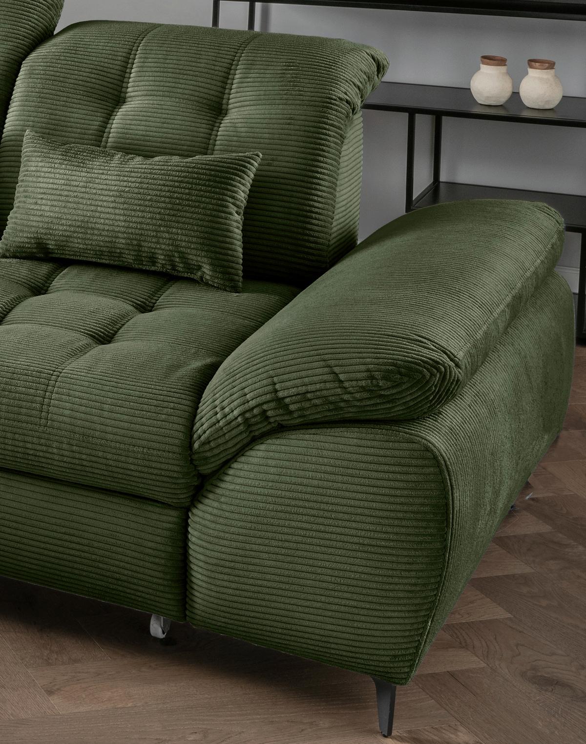 Eckschlafsofa Delphino Dunkelgrün S: 189x273 cm - Dunkelgrün/Schwarz, MODERN, Textil (189/273cm) - Livetastic