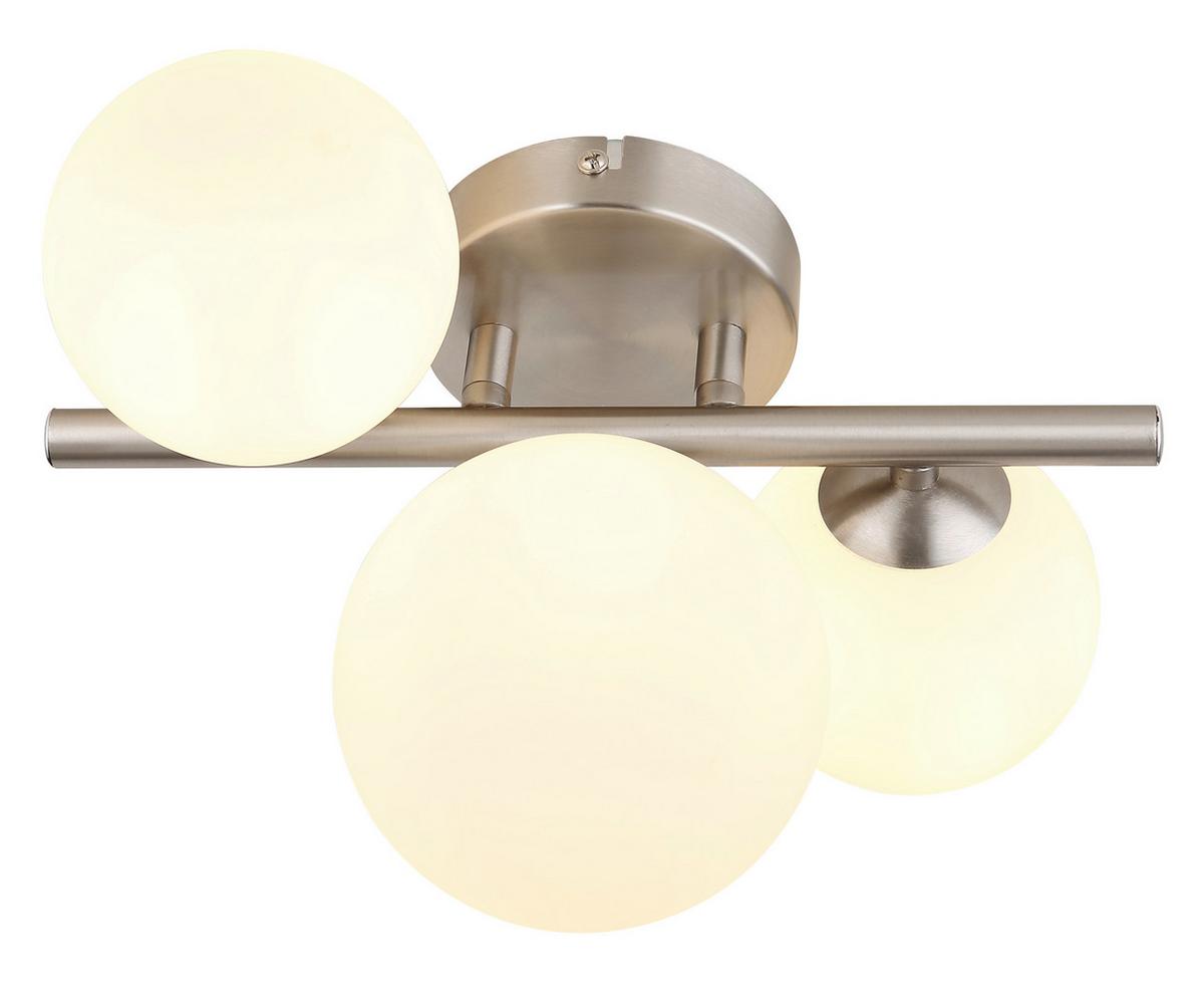 Led Mennyezeti Lámpa 56140-3w - opál/nikkelszínű, Konventionell, Üveg/fém (28,5/23,5/20,5cm) - Globo