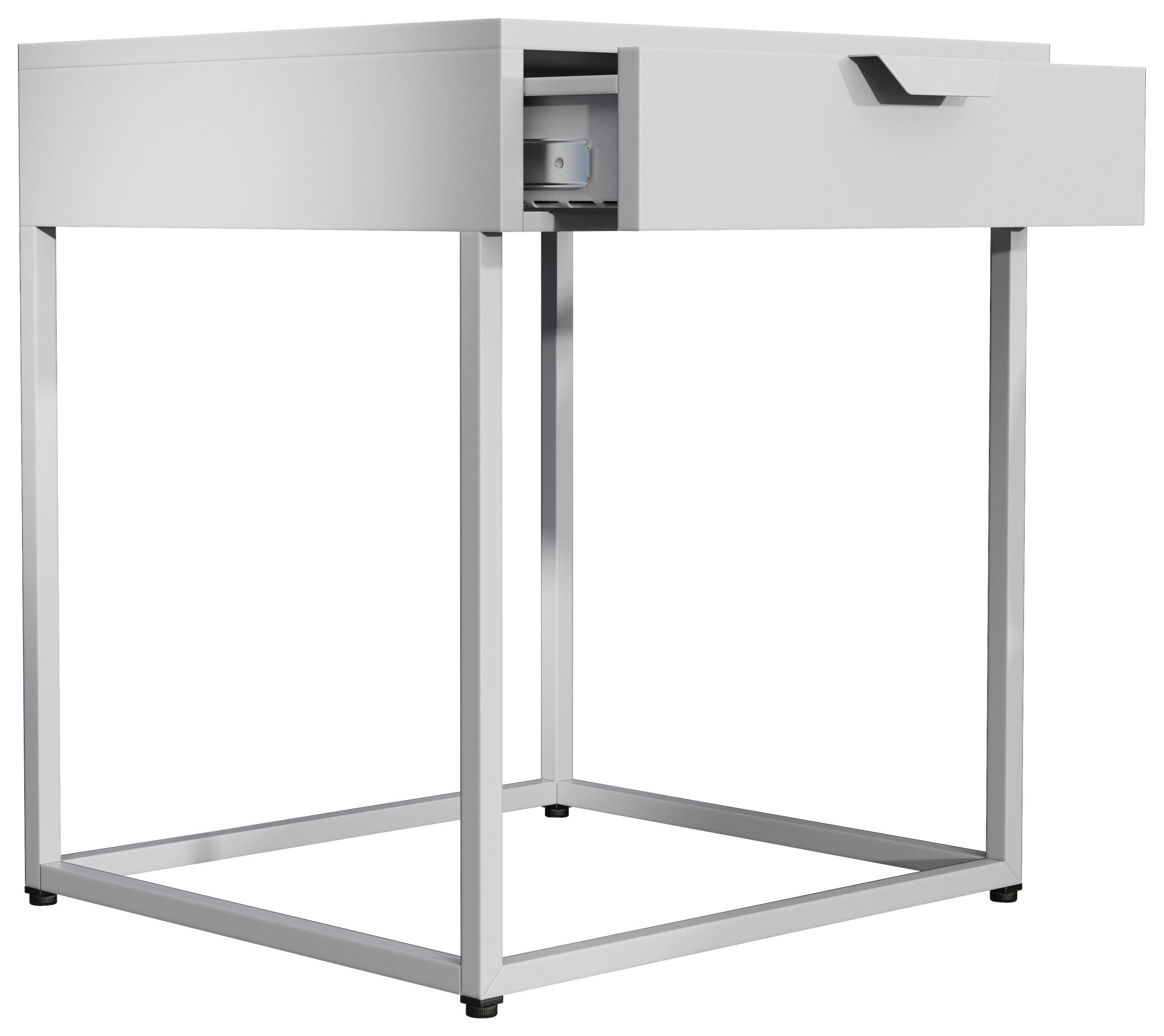 Nachkästchen Weiß H: 50 Cm Flokas S - Schwarz/Weiß, MODERN, Holzwerkstoff (43/50/41cm) - MID.YOU