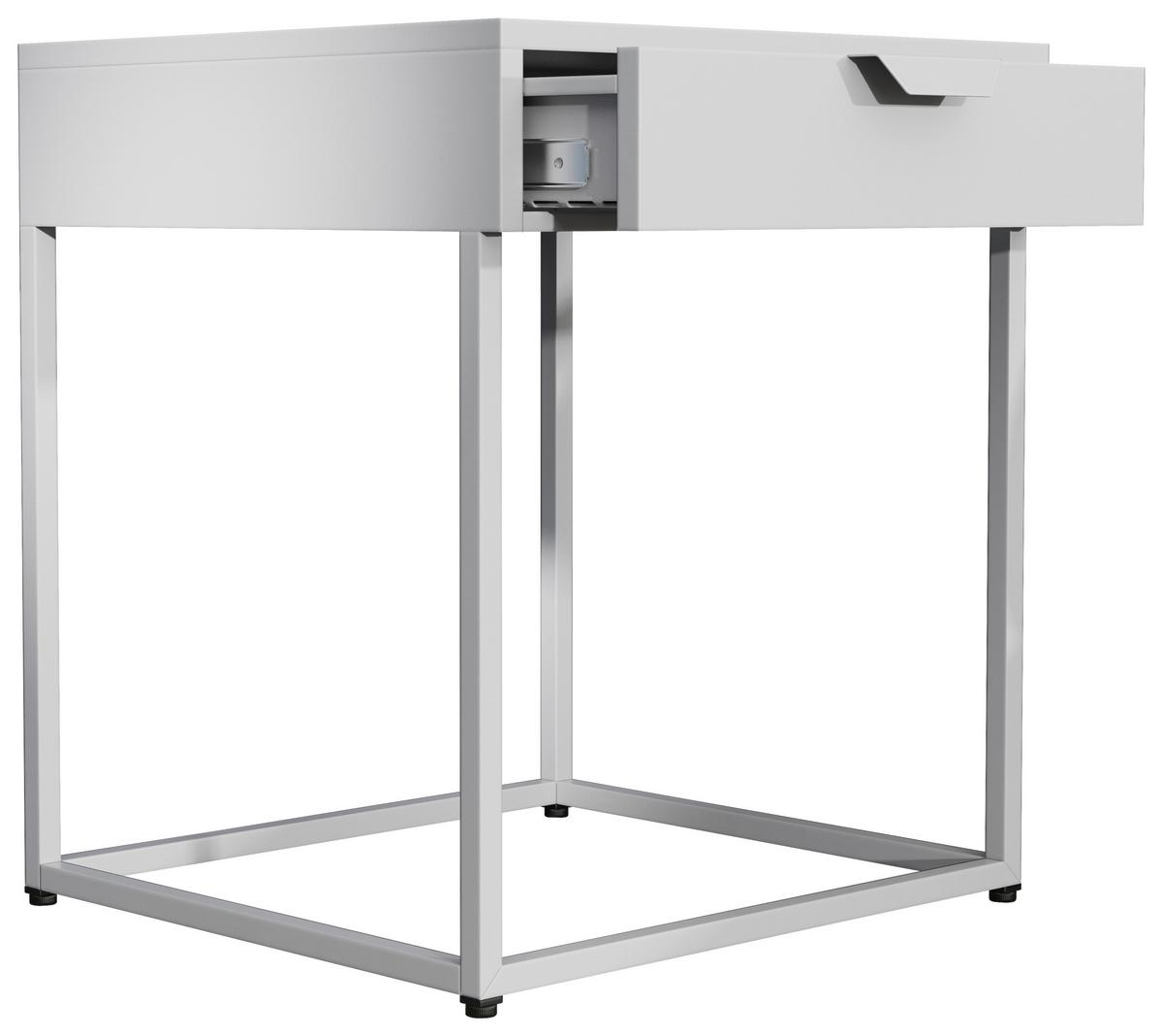 Nachkästchen Weiß H: 50 cm Flokas S - Schwarz/Weiß, MODERN, Holzwerkstoff (43/50/41cm) - MID.YOU