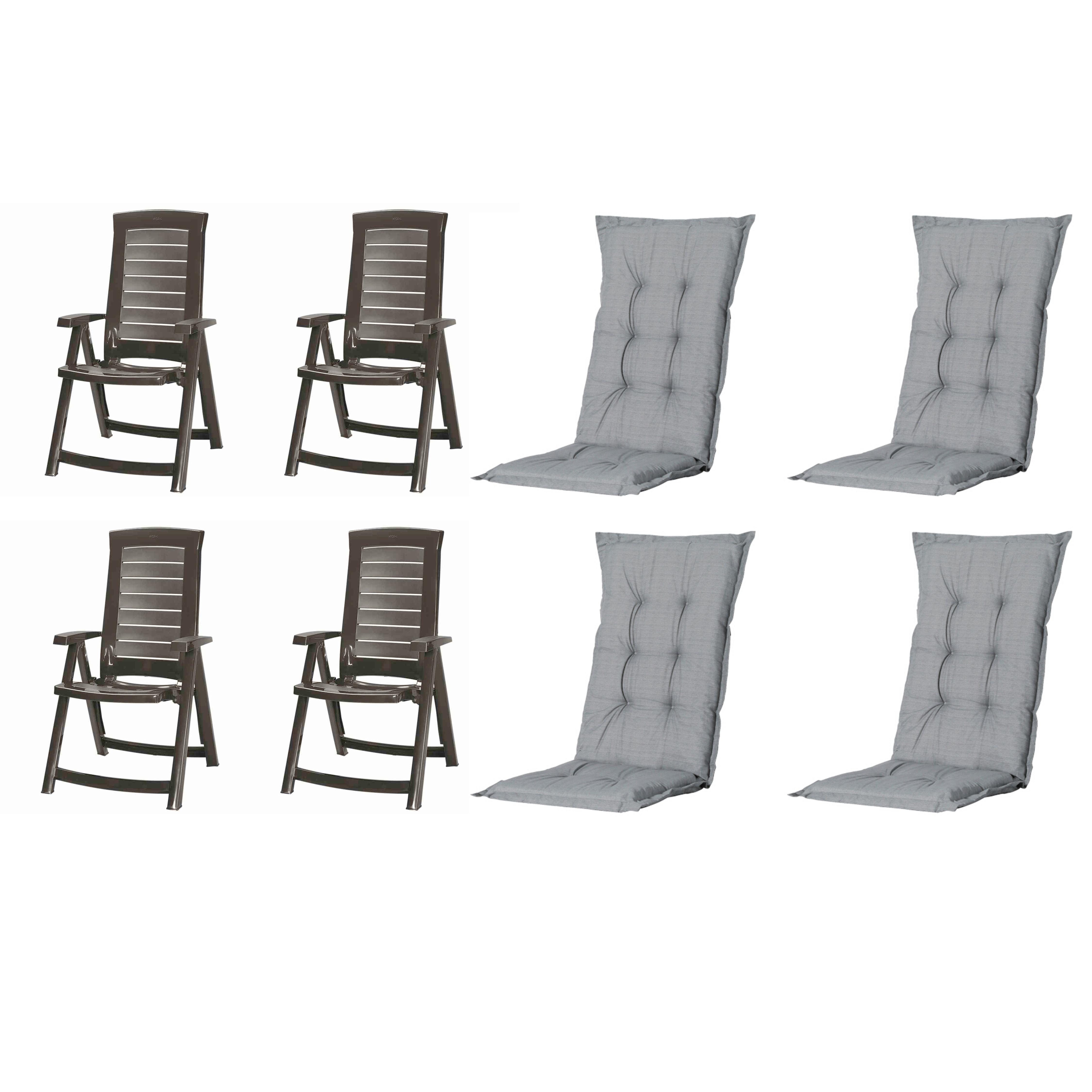 Gartenstuhl-set Set Aruba + Auflagen - Grau, MODERN, Kunststoff/Textil (72/61/110cm) - Gardenson