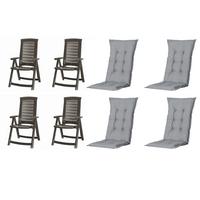 Gartenstuhl-set Set Aruba + Auflagen - Grau, MODERN, Kunststoff/Textil (72/61/110cm) - Gardenson