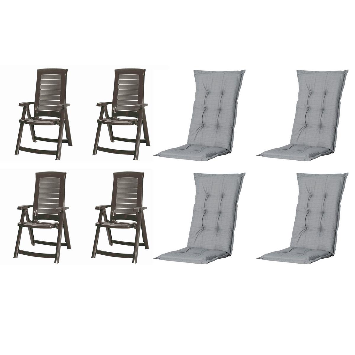 Gartenstuhl-set Set Aruba + Auflagen - Grau, MODERN, Kunststoff/Textil (72/61/110cm) - Gardenson