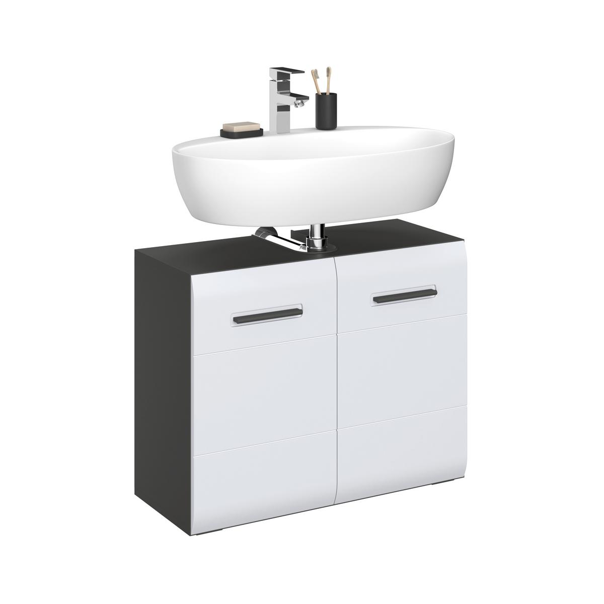Waschbeckenunterschrank Pearl New Snol 111, anthrazit/Weiß - Anthrazit/Weiß, KONVENTIONELL, Holzwerkstoff (70/55,5/29,6cm)