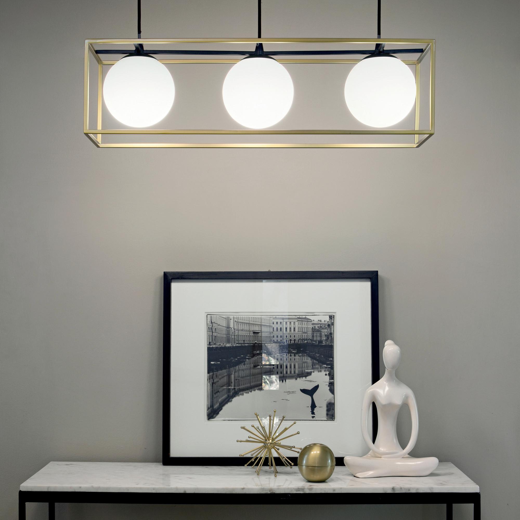 Hängeleuchte Lingotto H: Ca. 35/145 Cm 3-Flammig - Messingfarben, Design, Glas/Metall (70/34,5/145/18,5cm) - Ideal Lux