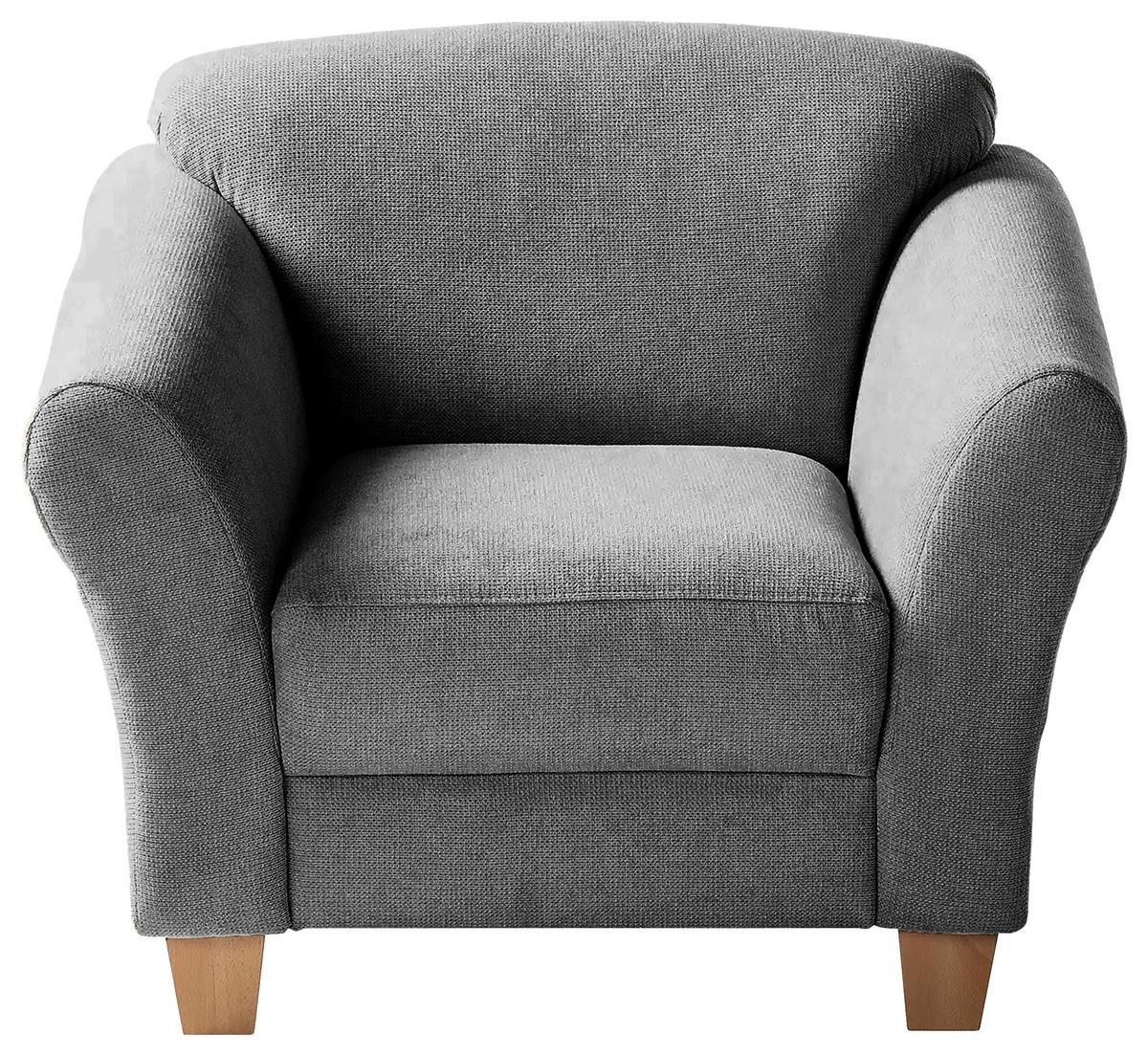Sessel Gotland grau Rücken echt, 101x84x89 cm - Naturfarben/Grau, KONVENTIONELL, Textil (101/84/89cm) - Sit & More