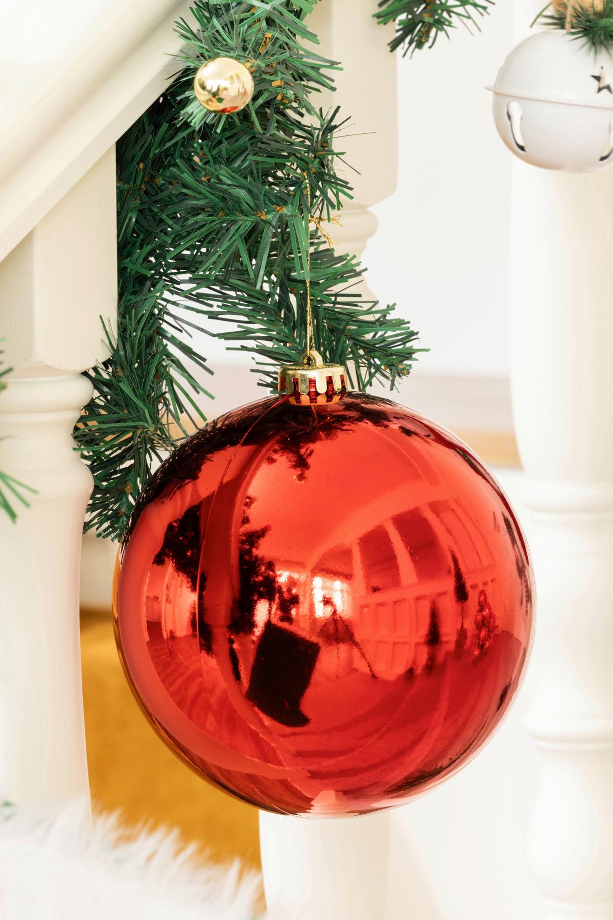 Christbaumkugel Kunststoff Silberfarben Handmade - Rot, KONVENTIONELL, Kunststoff (15cm) - Luca Bessoni