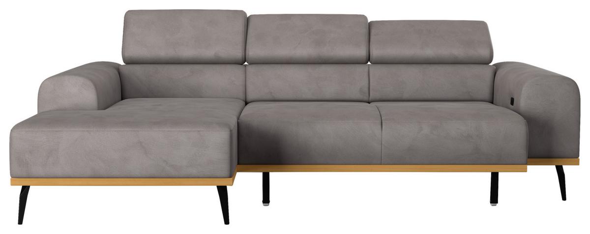 Ecksofa Grau Mit Sitzvorzug S: 157x244 Cm - Schwarz/Grau, KONVENTIONELL, Textil (157/244cm) - Cotta