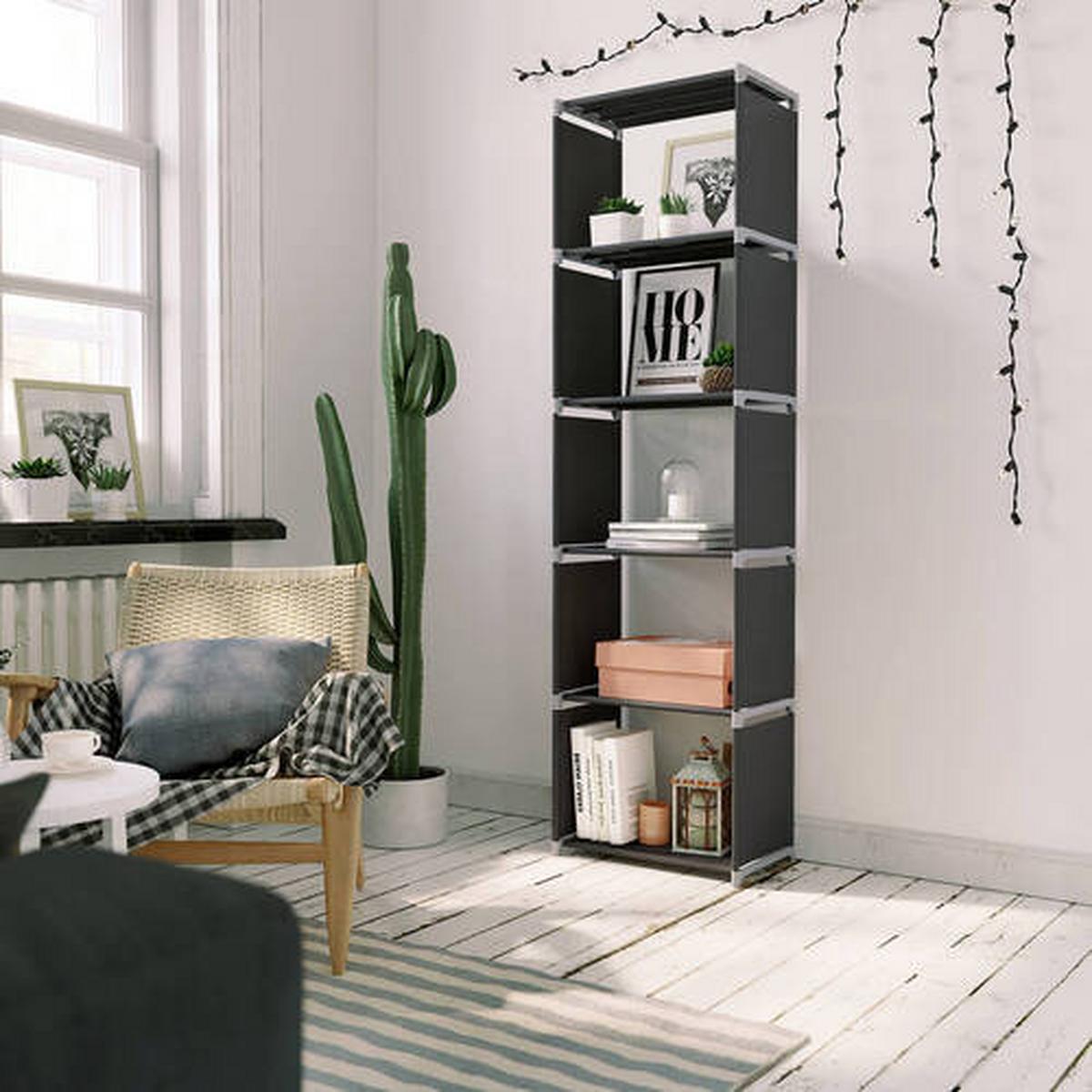 REGALKOMBINATION B: 50 cm, Schwarz - Schwarz, Basics, Kunststoff/Textil (50/180/30cm) - Boxxx