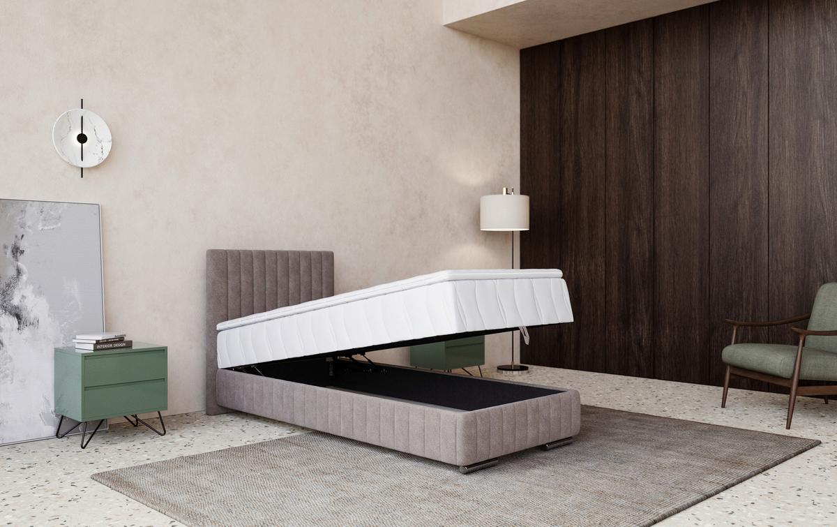 Box-ágy Beetle 90/200 Cm - szürke, Modern, faalapú anyag/textil (90/200cm)