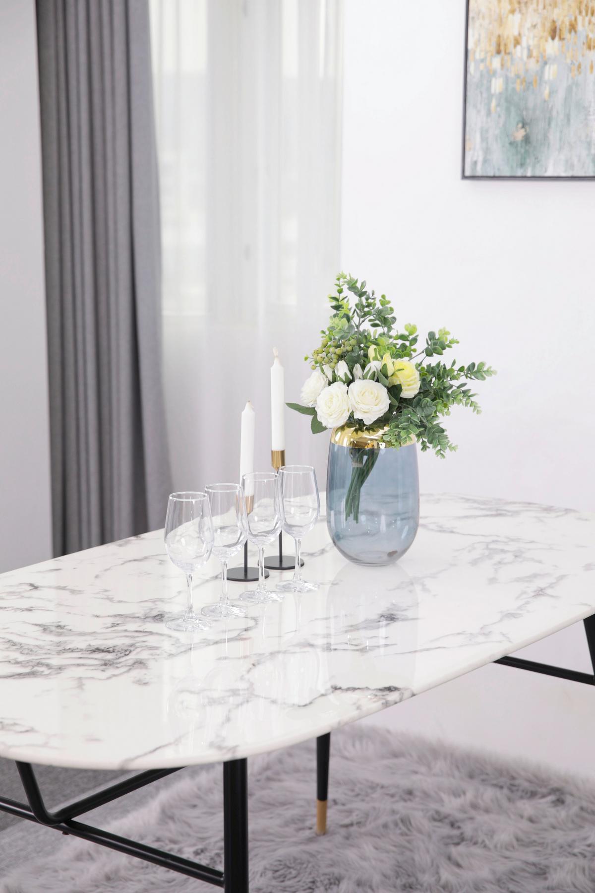 Esstisch Schwarz, Weiß L: 160cm - Schwarz/Weiß, Design, Glas/Metall (160/90/77cm) - Livetastic