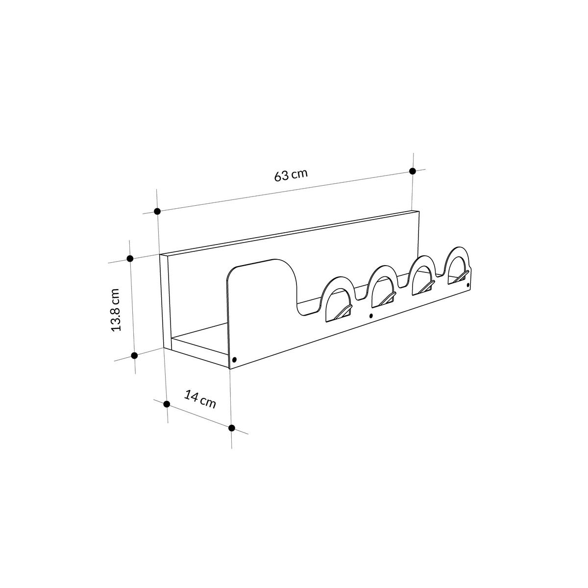 Wandgarderobe Liora, Eiche Dunkel B: 63 Cm - Eiche dunkel, Design, Holzwerkstoff/Metall (63/14/14cm) - Livetastic