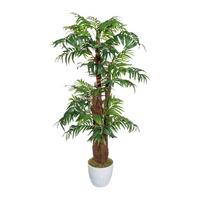 Kunstpflanze Palmen Grün/Braun/Weiß, 150 cm - Braun/Weiß, Design, Naturmaterialien/Keramik (150cm)