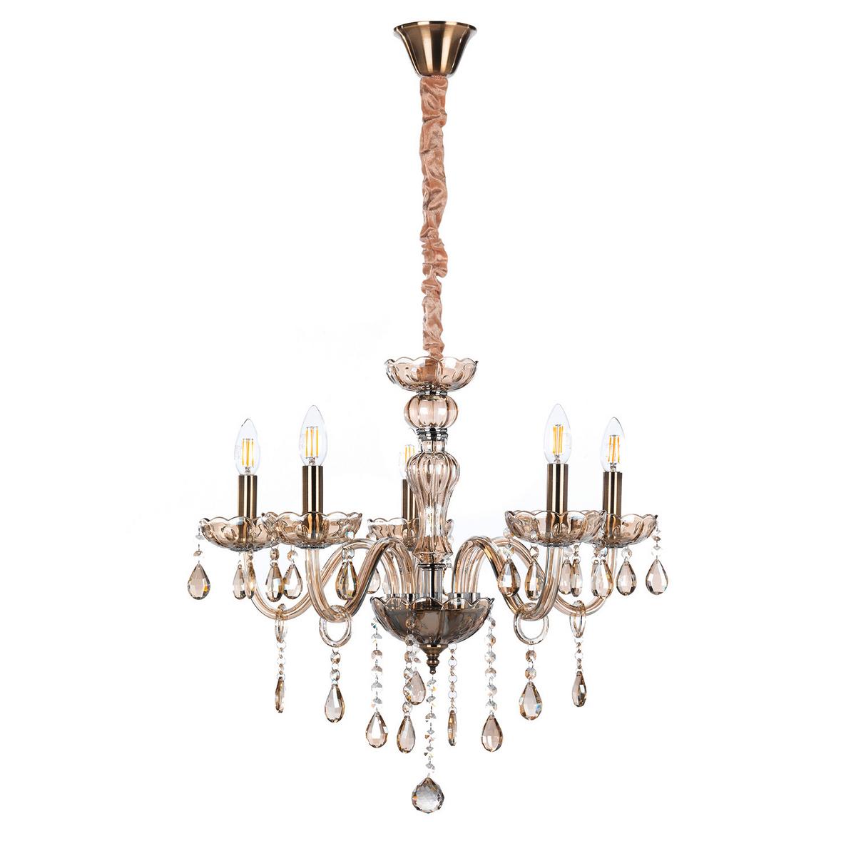 Kronleuchter 809/5 Linda - Bernsteinfarben, KONVENTIONELL, Glas/Metall (67/100cm)
