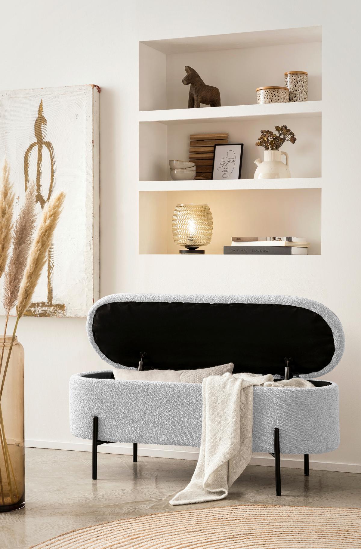 Hockerbank Weiß B: 110 Cm - Schwarz/Weiß, MODERN, Textil (110/44/40cm) - Livetastic