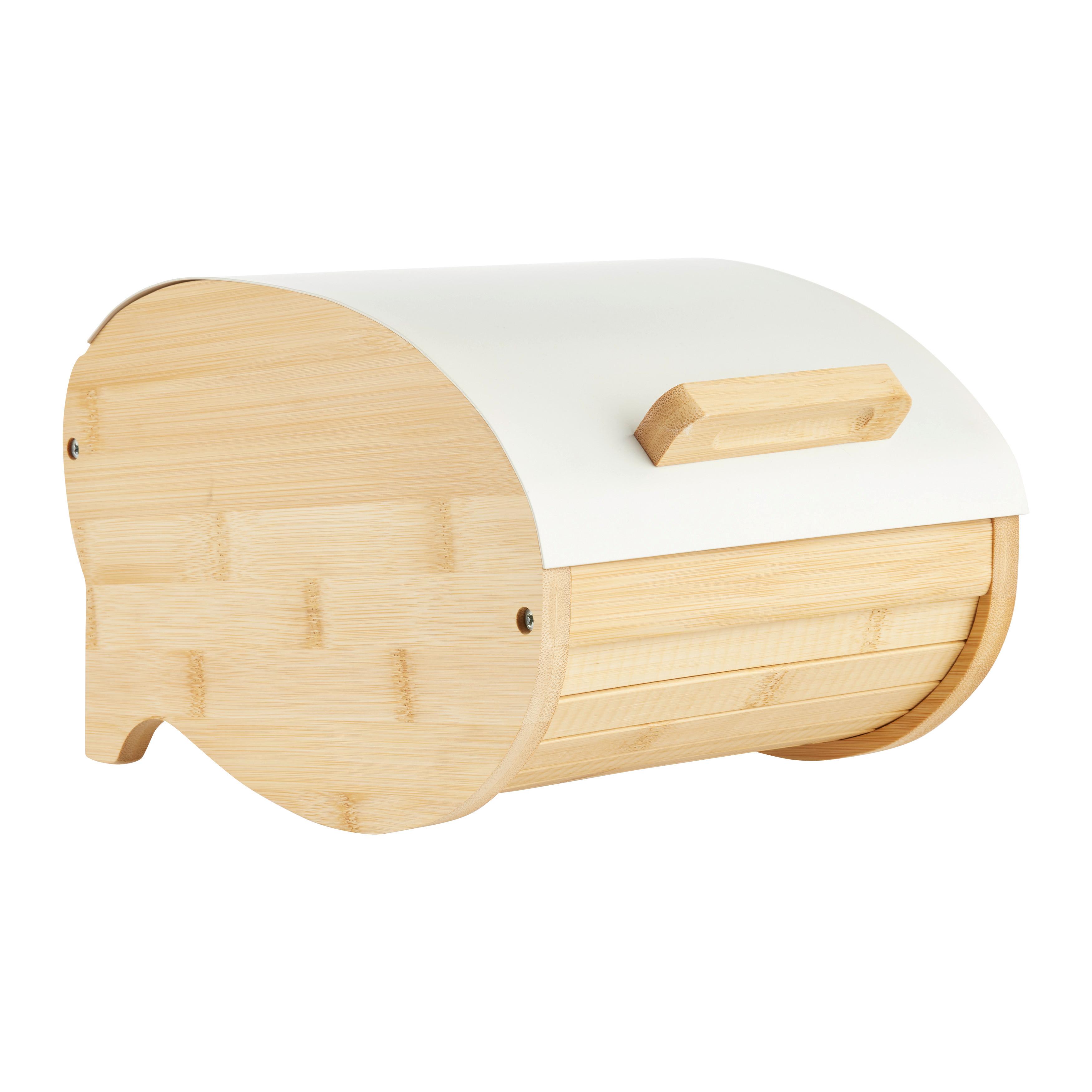 Box na chlieb SVEA - S - biela/prírodná farba, Modern, kov/drevo (25/20/15,5cm) - Mömax