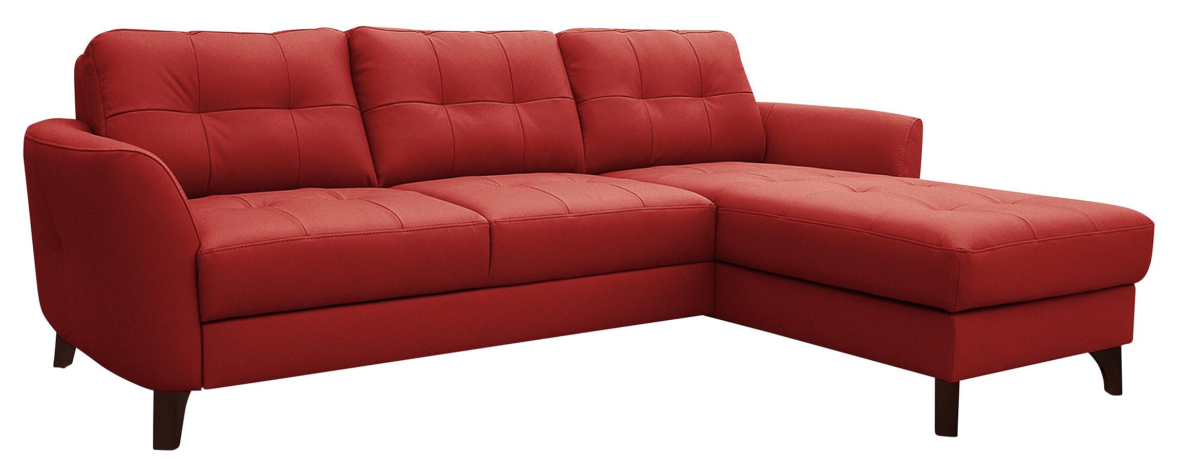 Ecksofa Nordic Rot S: 238x168 cm - Buchefarben/Rot, Design, Leder/Textil (238/168cm) - Livetastic