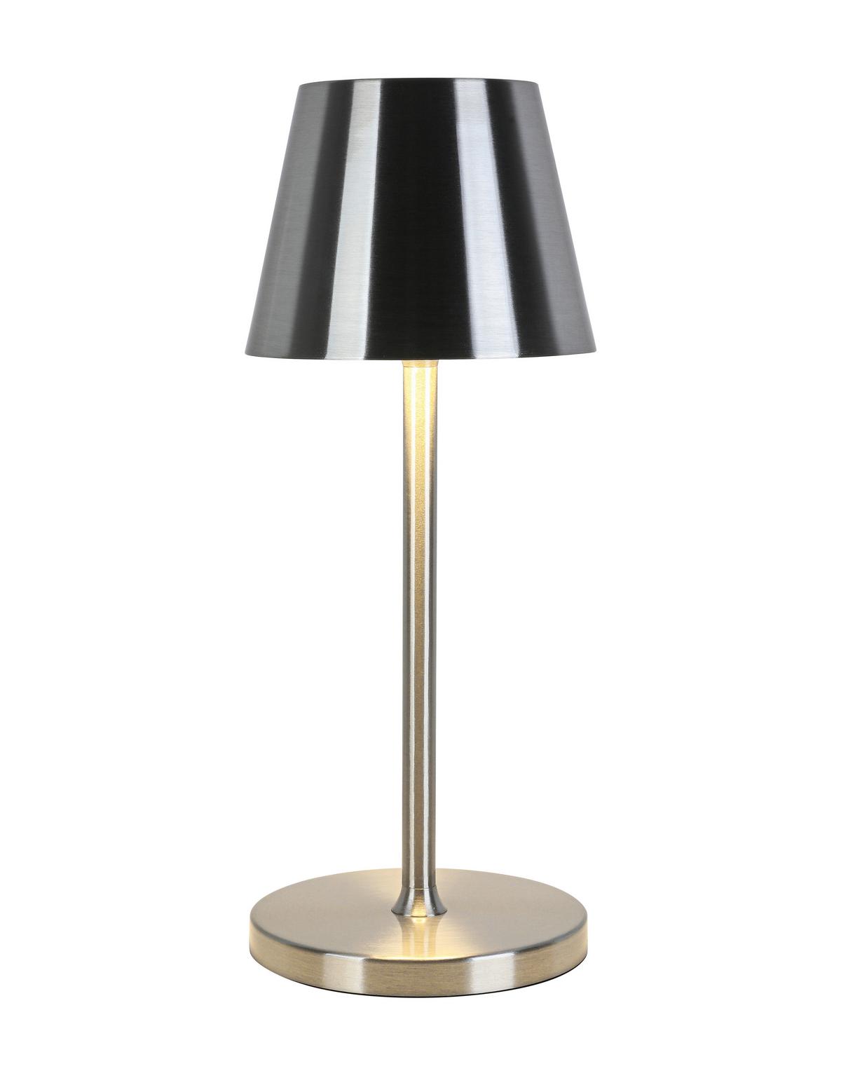 NABÍJATEĽNÁ STOLNÁ LAMPA MUSI - biela/niklová, Modern, kov/plast (12/30cm) - Mömax