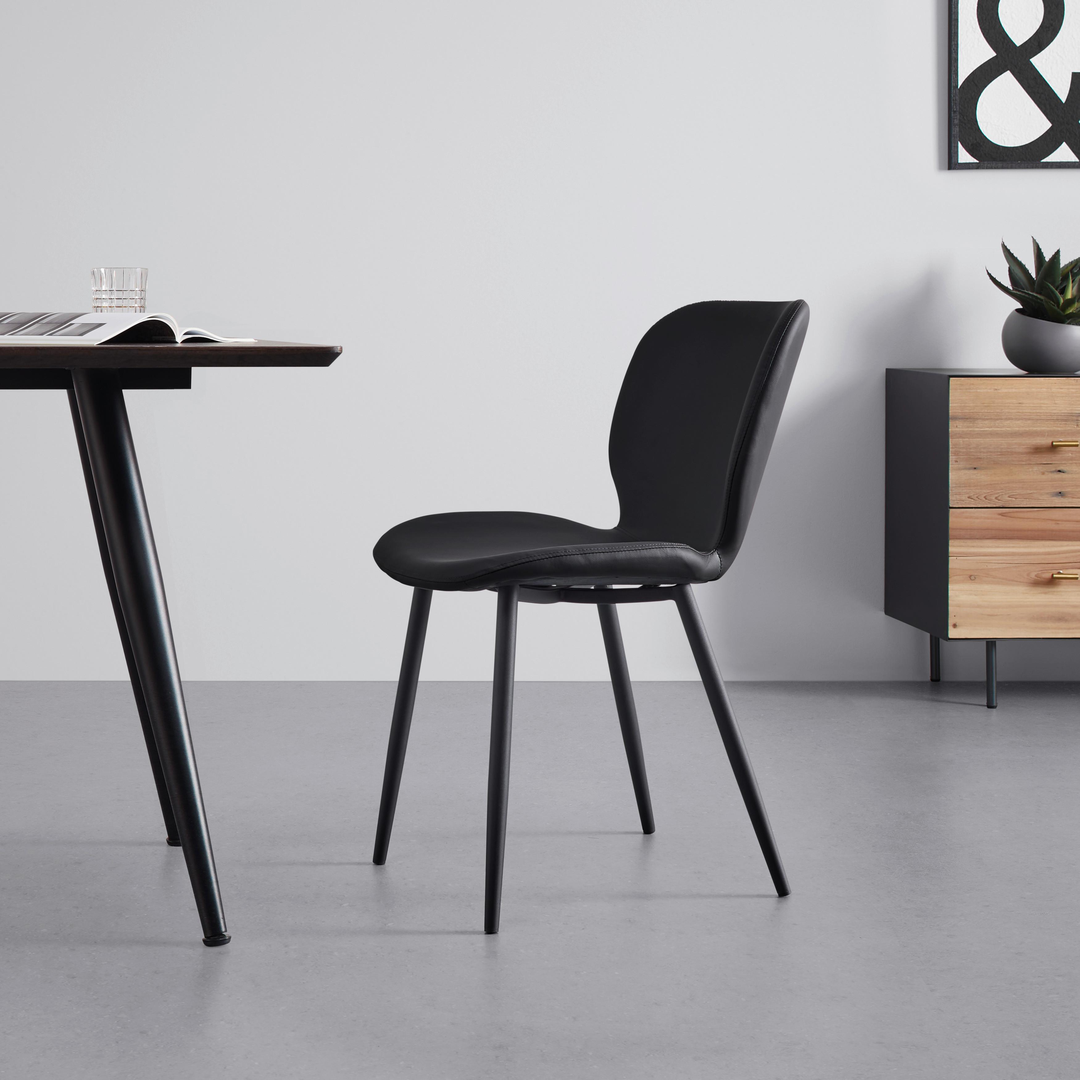 Židle Iery - Černá Koženka - černá, Moderní, kov/dřevo (46/83/54cm) - Bessagi Home