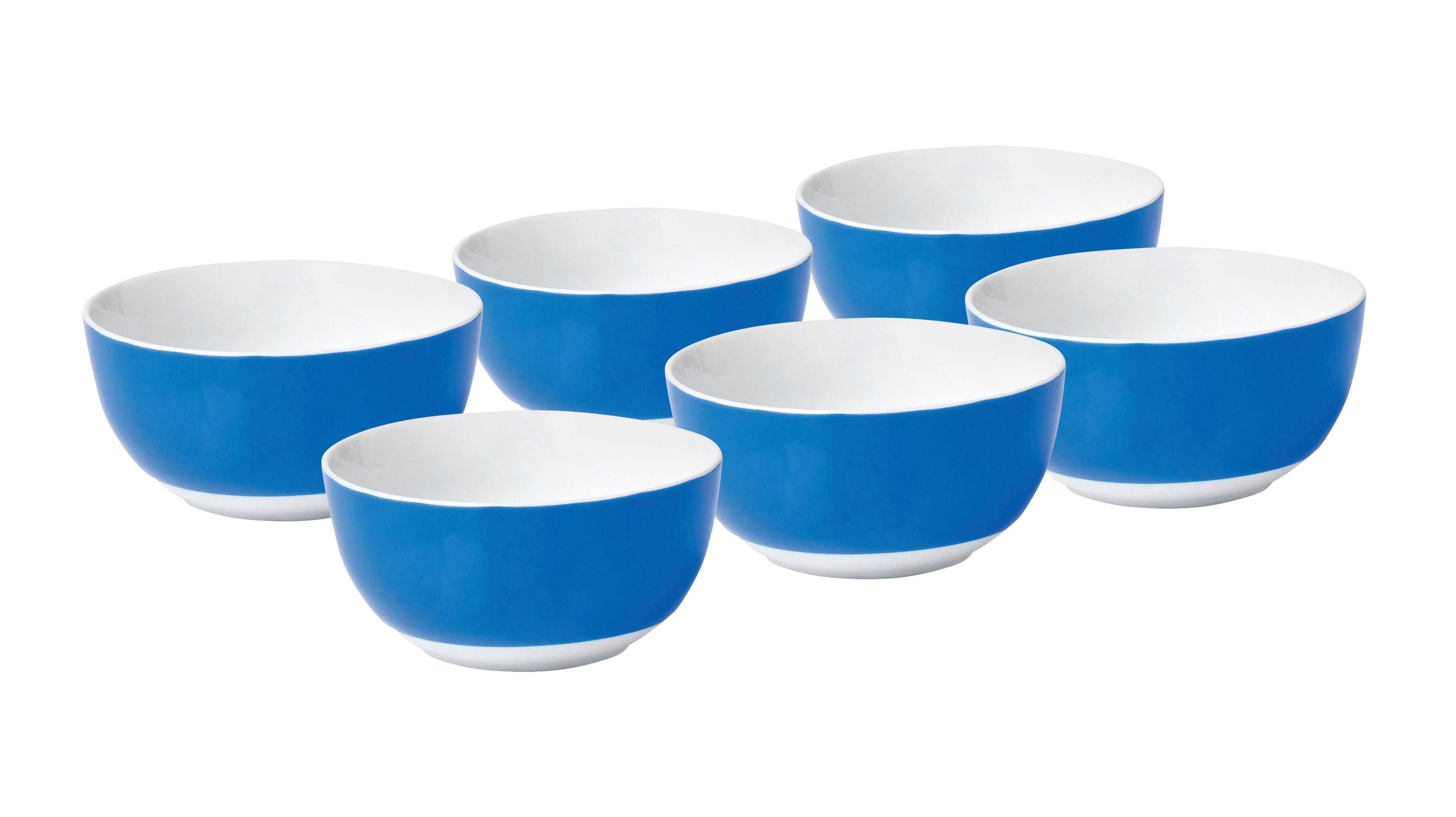 Müslischalenset Blau Weiß 6-teilig D: 14,6 cm - Blau/Weiß, Basics, Keramik (14,6/6,6cm) - Van Well