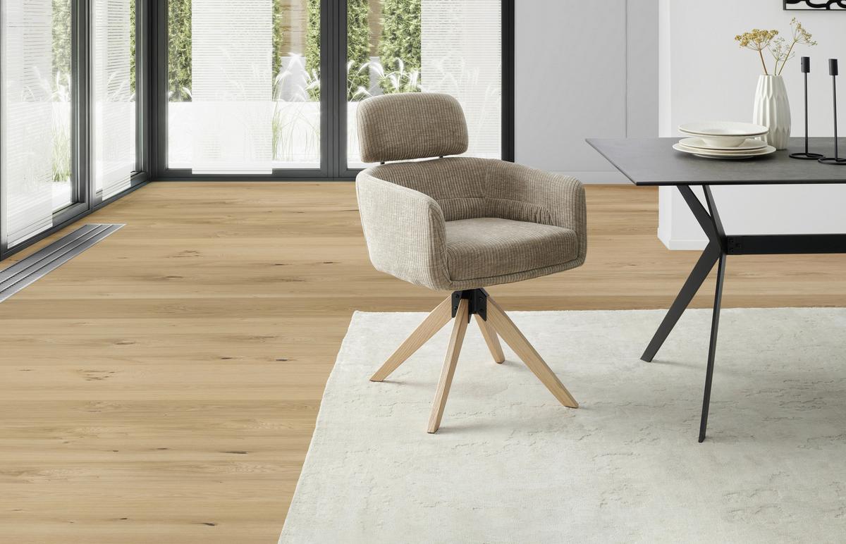 Armlehnstuhl Mattis Cord Beige, B: 60 cm - Beige/Naturfarben, KONVENTIONELL, Holz/Textil (60/90/69cm) - Livetastic