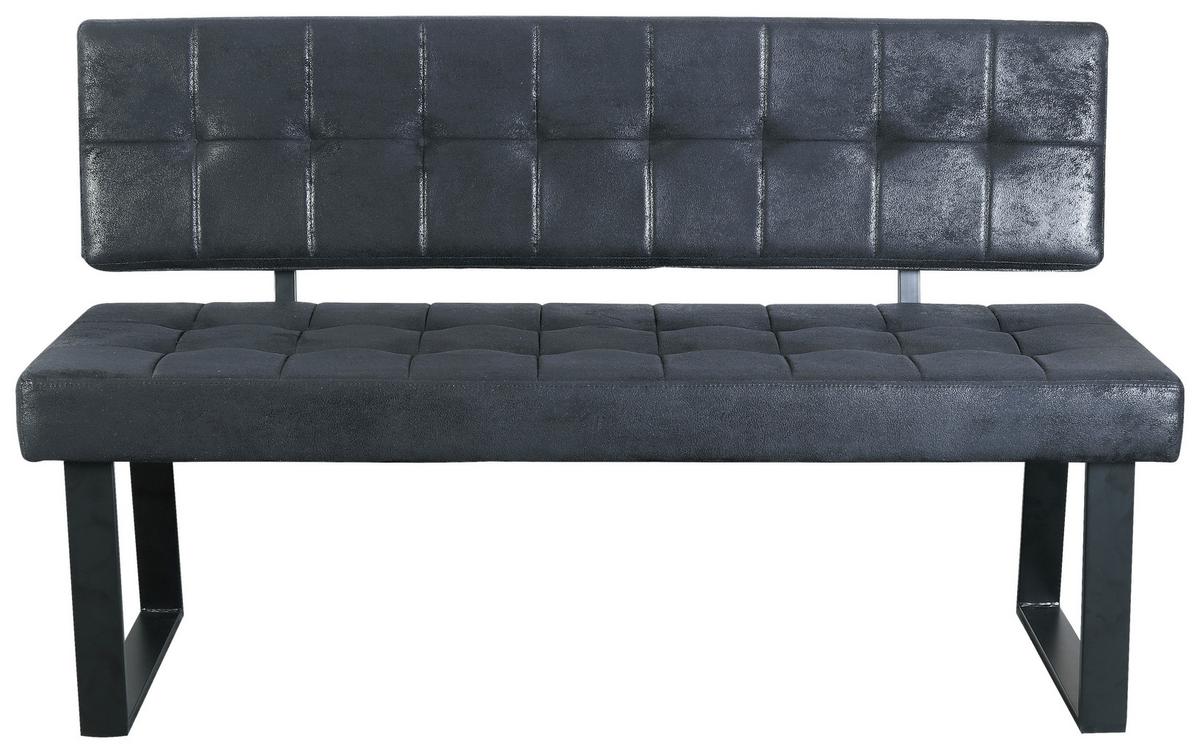 Sitzbank Volda Webstoff Schwarz, B: 140 cm - Schwarz, MODERN, Textil/Metall (140/85/56cm) - MID.YOU