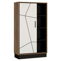 Bücherwand Brolo Catania Eiche/Schwarz B:85,4cm - Eichefarben/Weiß Hochglanz, MODERN, Holzwerkstoff (85,4/160/37cm)