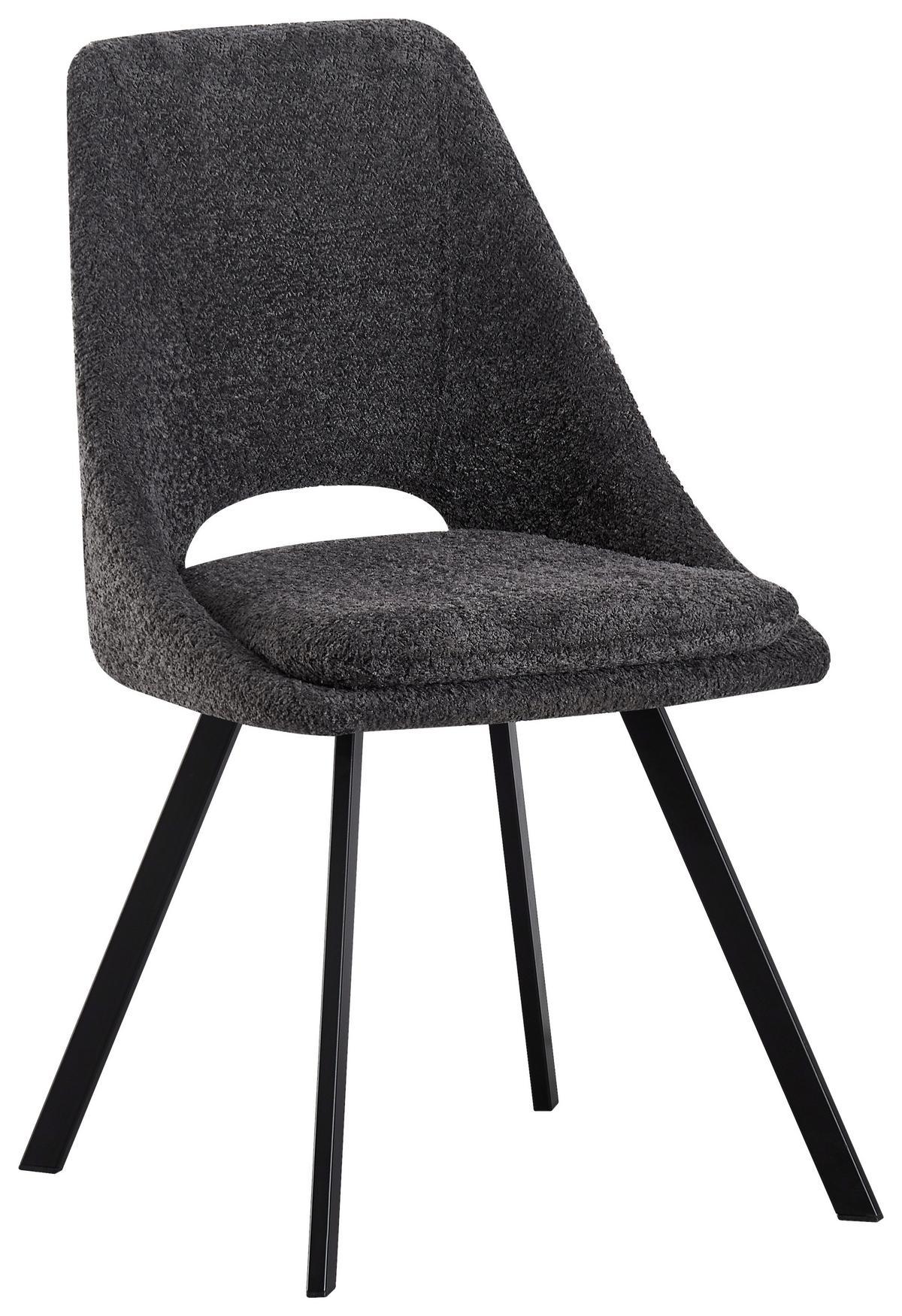 Esszimmerstuhl Cindy Dunkelgrau Echtholz Beine - Dunkelgrau/Schwarz, MODERN, Holz/Textil (46/85,5/58cm) - MID.YOU