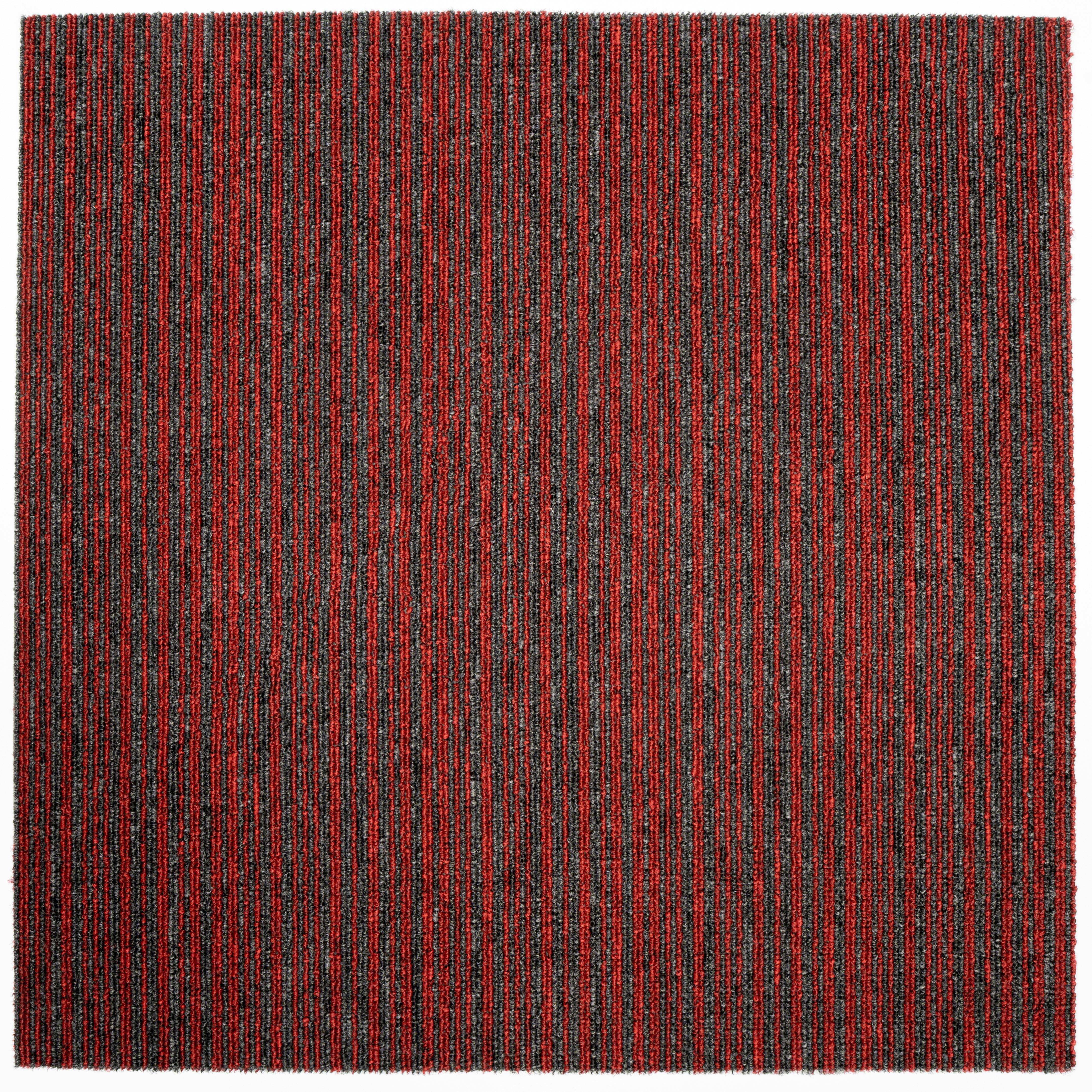 Teppichfliese Grau/Rot Astra 50x50 cm Florhöhe 3 mm - Rot/Grau, Basics, Textil (50/50cm)