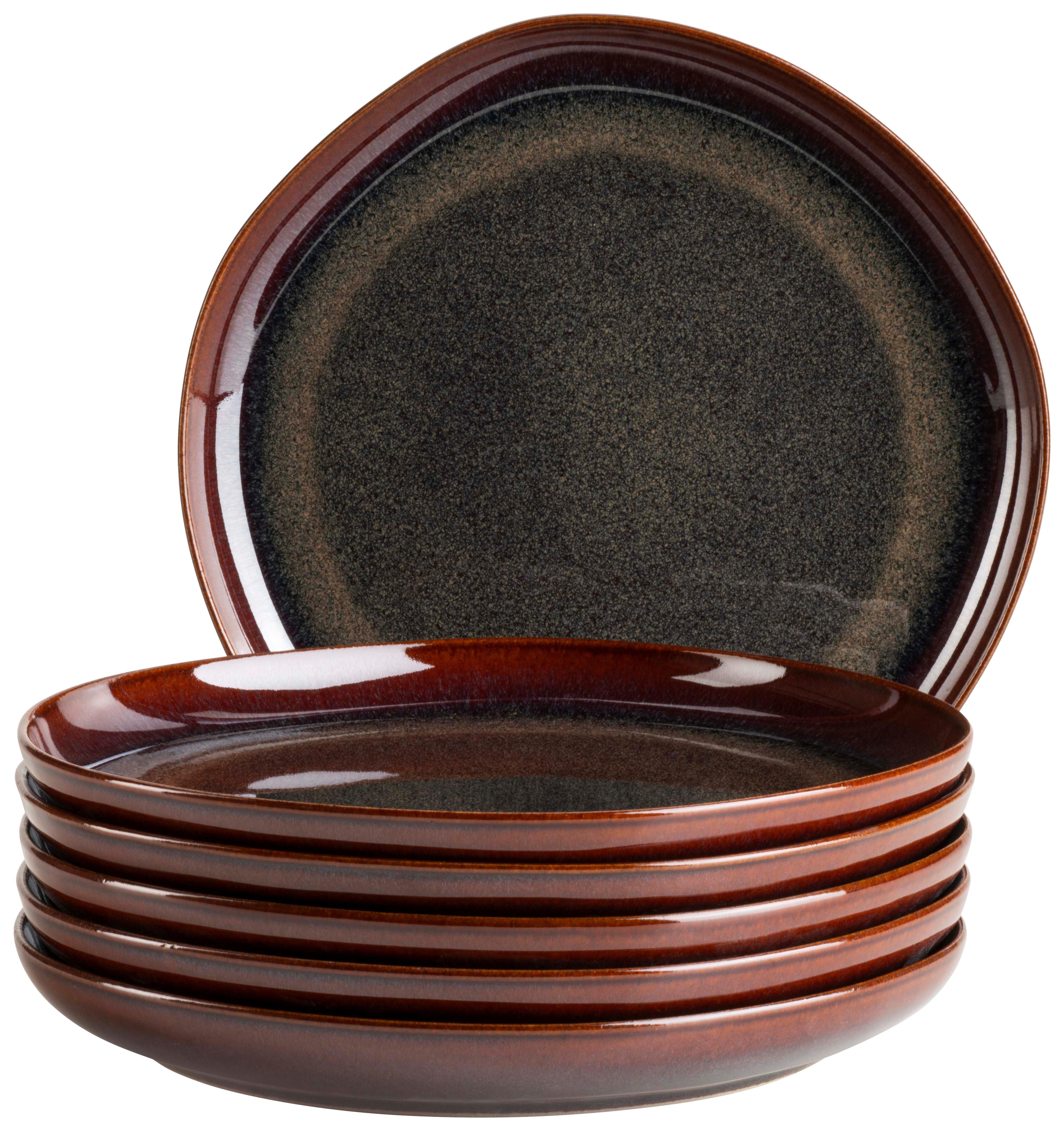 Desserttellerset Cordelia Braun/Rot, 6-teilig - Rot/Braun, Trend, Keramik (22cm) - Mäser