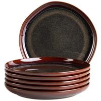 Desserttellerset Cordelia Braun/Rot, 6-teilig - Rot/Braun, Trend, Keramik (22cm) - Mäser