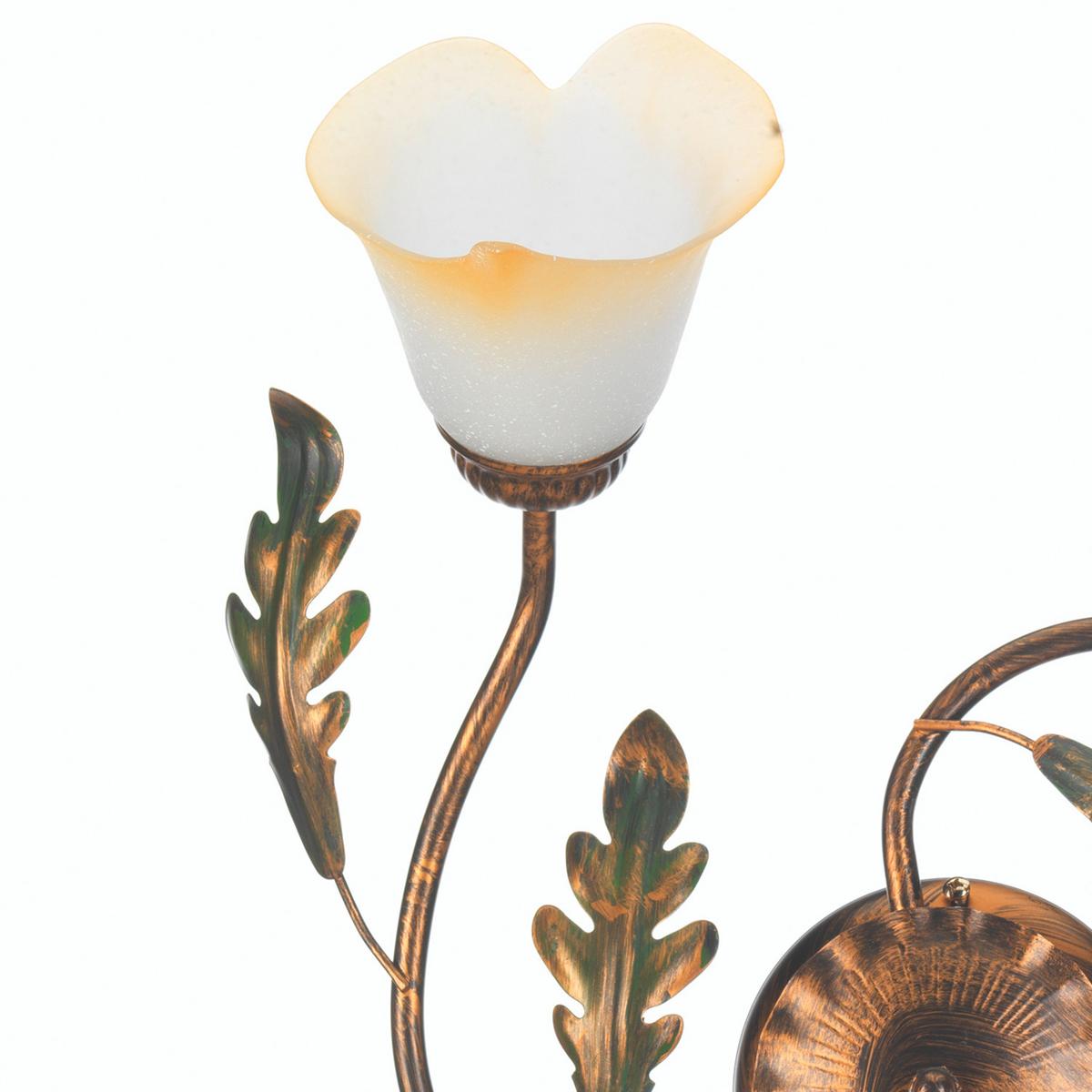 Deckenleuchte 4470/Pl3 - Bronzefarben/Olivgrün, Natur, Glas/Metall (50/50/20cm)