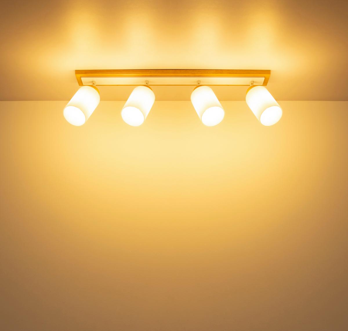 BODOVÉ SVÍTIDLO ROWENA - bílá/opál, Design, kov/dřevo (81/10,3/22cm) - Globo