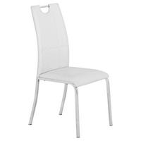 Esszimmerstuhl Mandy Lederlook Weiß Gepolstert - Chromfarben/Weiß, KONVENTIONELL, Textil/Metall (42/96/60cm)