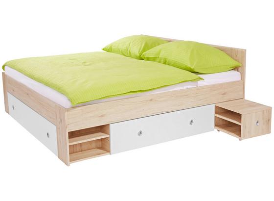 Ágykeret Azurro 160 - tölgy színű/fehér, modern, faanyagok (204/75/165cm) Ágykeret Azurro 160 - tölgy színű/fehér, modern, faanyagok (204/75/165cm)