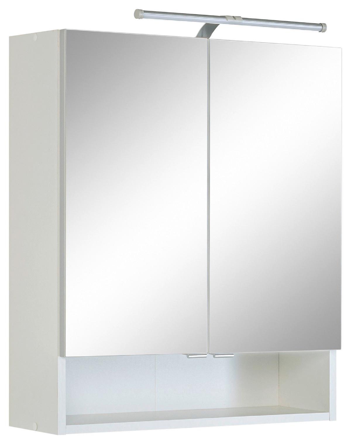 Spiegelschrank Riga 2-Türig BxHxT: 60x71x20 cm - Weiß, MODERN, Holzwerkstoff (60/71/20cm) - Held