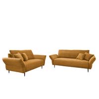 Sitzgarnitur Vanilla 2--Teilig. Goldenfarben - Goldfarben/Schwarz, Design, Textil - Livetastic